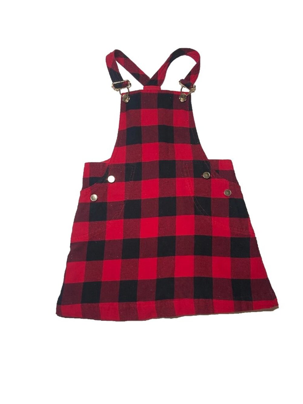 Tommy Bahama Youth Girls Buffalo Plaid Jumper Dress SZ 4 Adj Straps